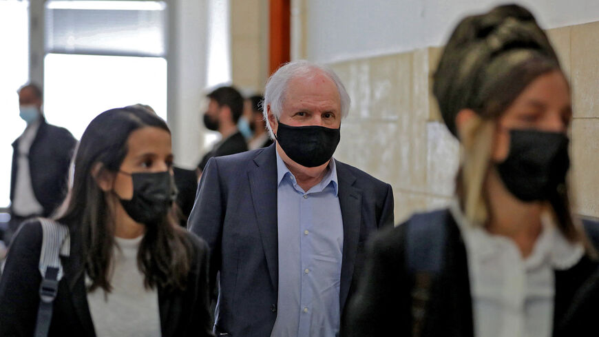 Israeli businessman Shaul Elovitz arrives to attend the hearing for Israeli Prime Minister Benjamin Netanyahu's trial for corruption