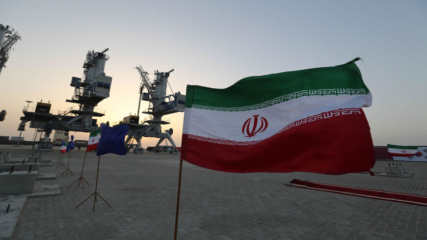 Iranian flags flutter during an inauguration ceremony for new equipment and infrastructure at the Shahid Beheshti port, in the southeastern coastal city of Chabahar, on the Gulf of Oman, Feb. 25, 2019.