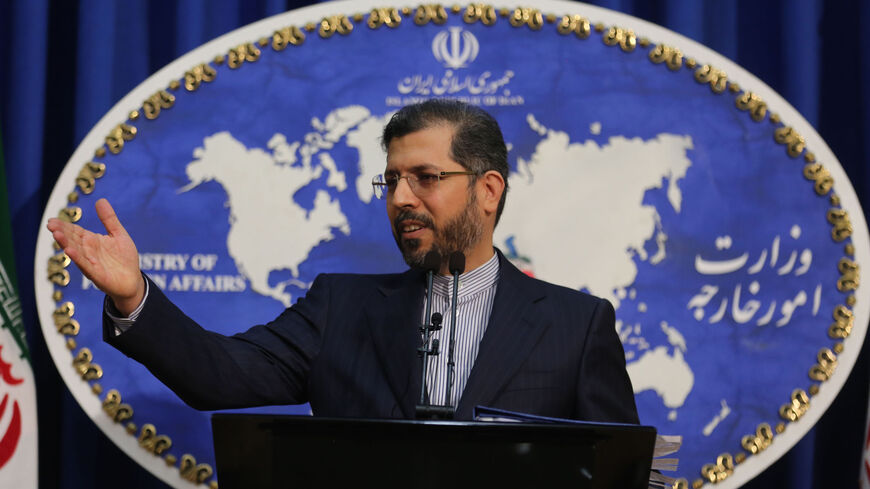 Iranian foreign ministry spokesman Saied Khatibzadeh speaks during a press conference in Tehran on Feb. 22, 2021.