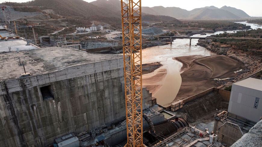 This file photo taken on Dec. 26, 2019 shows a general view of the Blue Nile river as it passes through the Grand Ethiopian Renaissance Dam (GERD), near Guba in Ethiopia. 