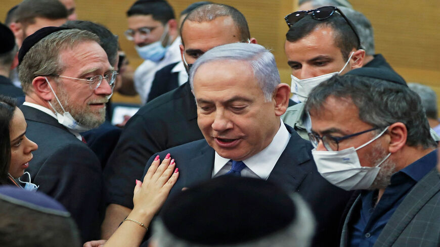 Israeli Prime Minister Benjamin Netanyahu attends a special session of the Knesset, in which Knesset members elected Isaac Herzog as the new president, Jerusalem, June 2, 2021.