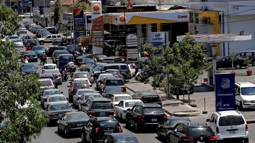 long lines at Beirut gasoline station