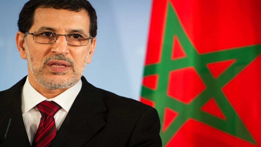 Moroccan Foreign Minister Saadeddine Othmani addresses a press conference with his German counterpart (unseen) at the Foreign Ministry in Berlin on Nov. 23, 2012. The two ministers discussed the ongoing hostilities in Syria and expressed hope for a cease-fire between Hamas and Israel.