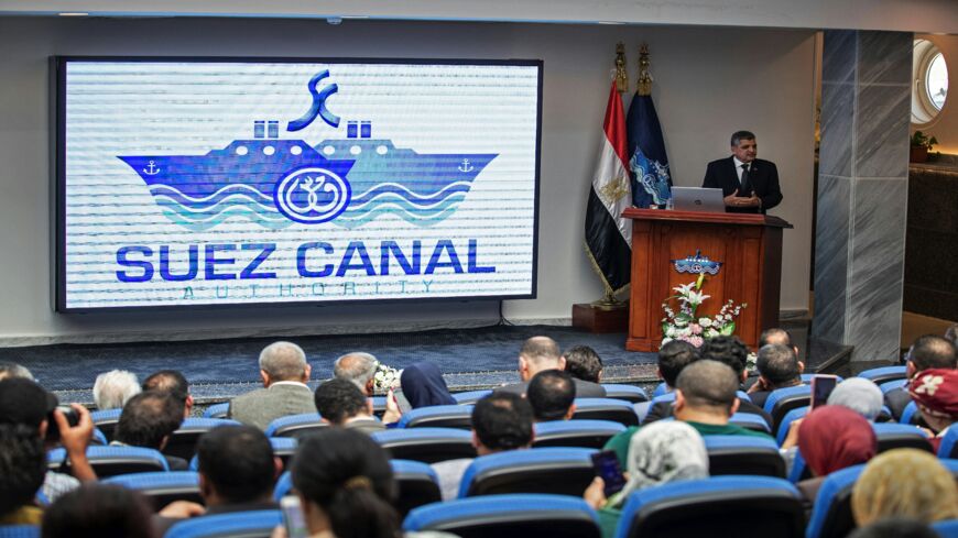 Osama Rabie, chairman of Egypt's Suez Canal Authority (SCA), speaks during a press conference