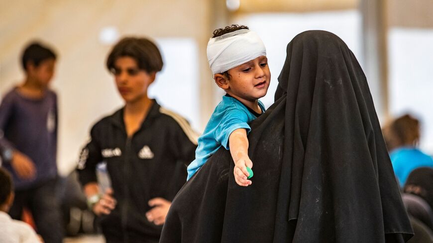 Woman, child at al-Hol camp before being released 