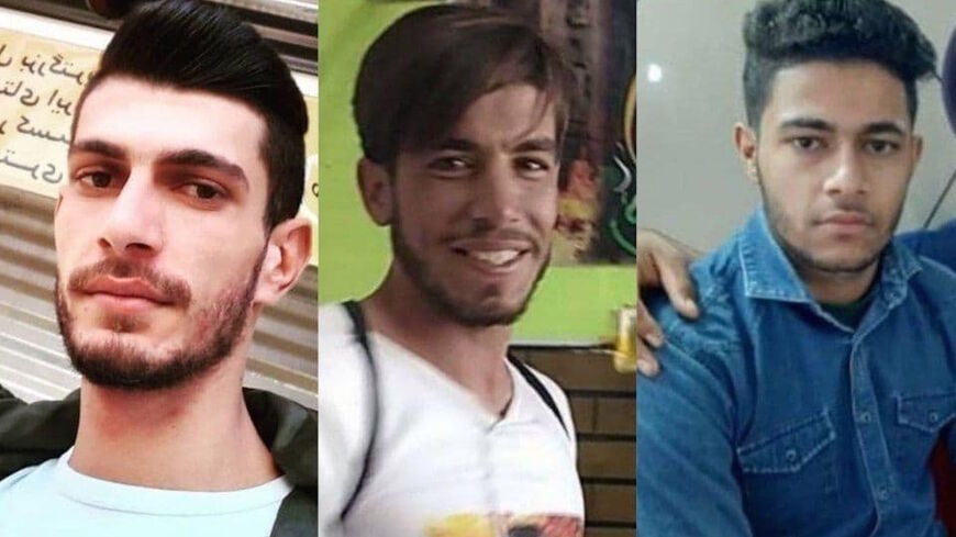 Three protesters killed during demonstrations against the water crisis are seen, from left to right: Ali Mazraeh, killed in Ahvaz, Mostafa Naeemawi, killed in Shadegan and Qasem Khozeiri killed in Kut Abdollah.