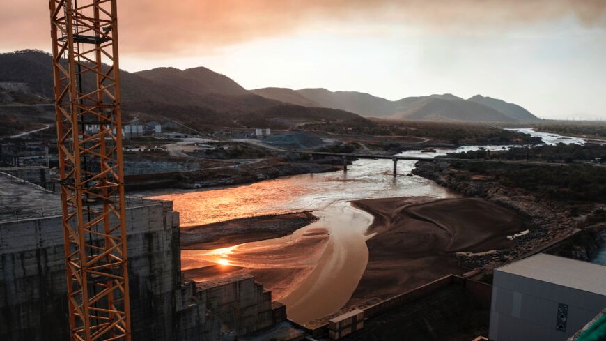 A general view of the Blue Nile river as it passes through the Grand Ethiopian Renaissance Dam (GERD).