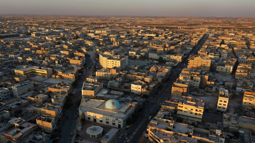 A picture shows an aerial view of the town of al-Bab in a rebel-held area in the north of Aleppo province on July 16, 2020.