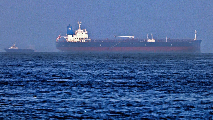 A picture taken on Aug. 3, 2021 shows the Israeli-linked Japanese-owned tanker MT Mercer Street, off the port of the Gulf Emirate of Fujairah in the United Arab Emirates.