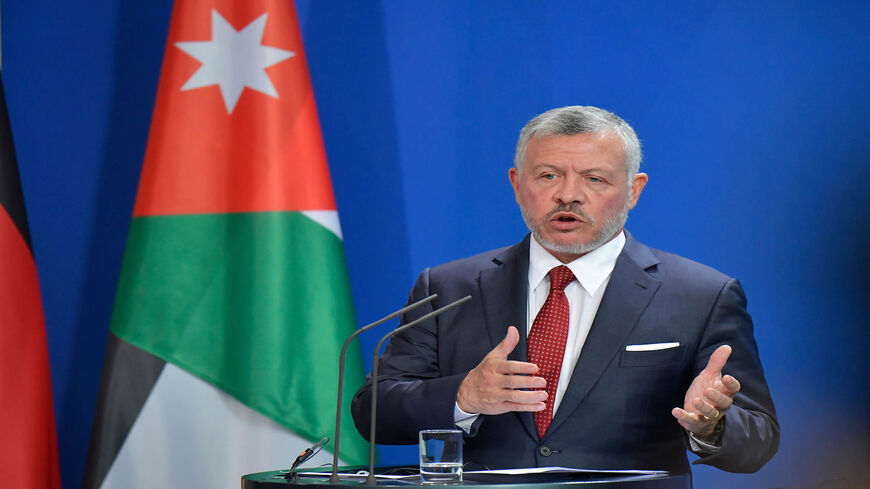 King Abdullah II of Jordan gives a joint press conference following talks on economic issues and the bilateral relationship between Jordan and Germany at the Chancellery, Berlin, Germany, Sept. 17, 2019. 