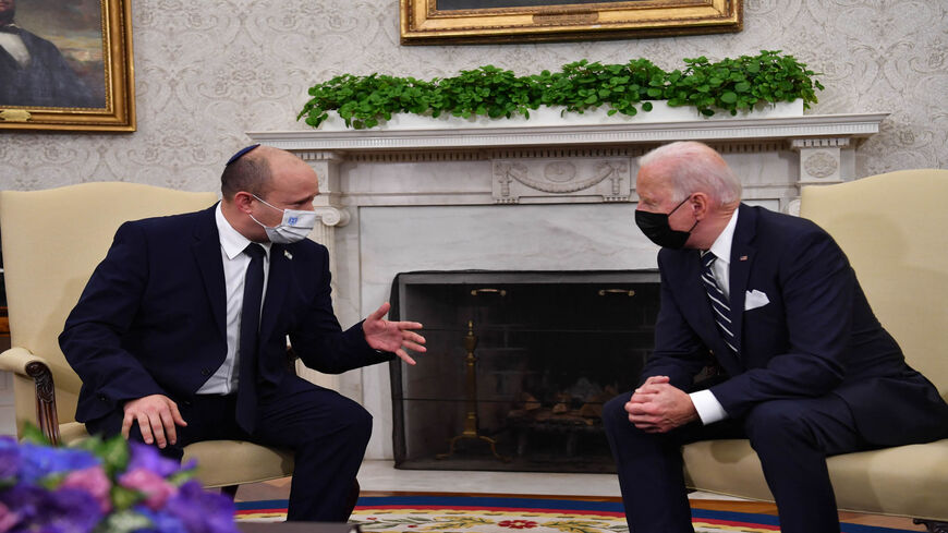 US President Joe Biden meets with Israeli Prime Minister Naftali Bennett in the Oval Office of the White House, Washington, Aug. 27, 2021.