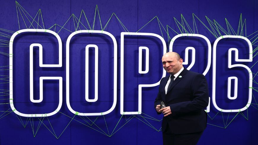 Israeli Prime Minister Naftali Bennett arrives for the COP26 UN Climate Summit in Glasgow on Nov. 1, 2021.