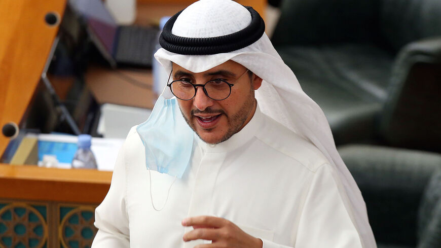 Kuwaiti Foreign Minister Sheikh Ahmad Nasser al-Sabah attends a parliament session at the national assembly in Kuwait City on Aug. 18, 2020. 