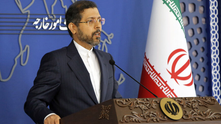 Iran's foreign ministry spokesman Saeed Khatibzadeh speaks to media during a press conference in Tehran on Nov. 15, 2021. 