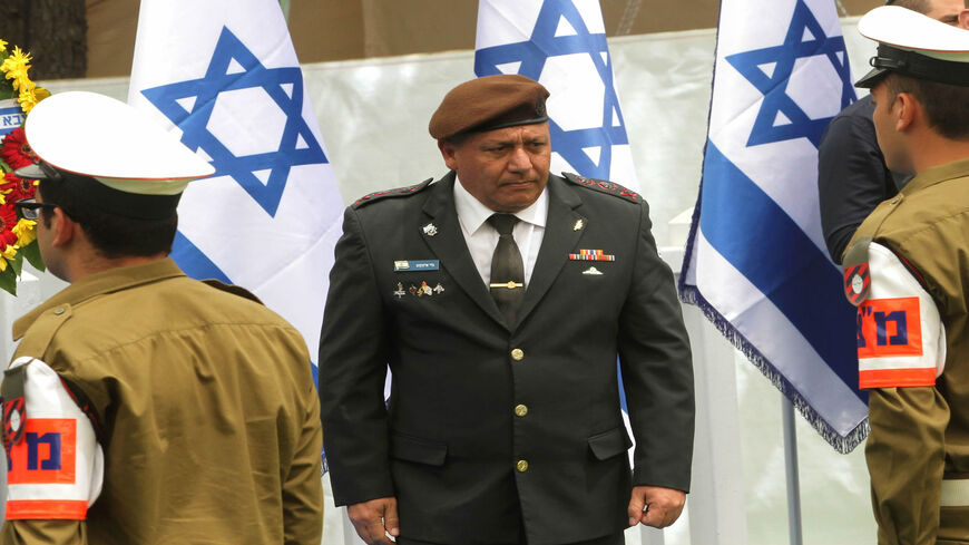 Israeli Chief of Staff Gadi Eizenkot (C) attends a ceremony at the Mount Herzel military cemetery on Remembrance Day, commemorating fallen soldiers in the country's conflicts, Jerusalem, May 1, 2017.