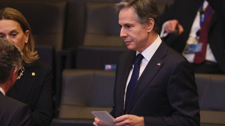 US Secretary of State Antony Blinken attends a North Atlantic Council meeting during a NATO summit at NATO Headquarters in Brussels on March 24, 2022