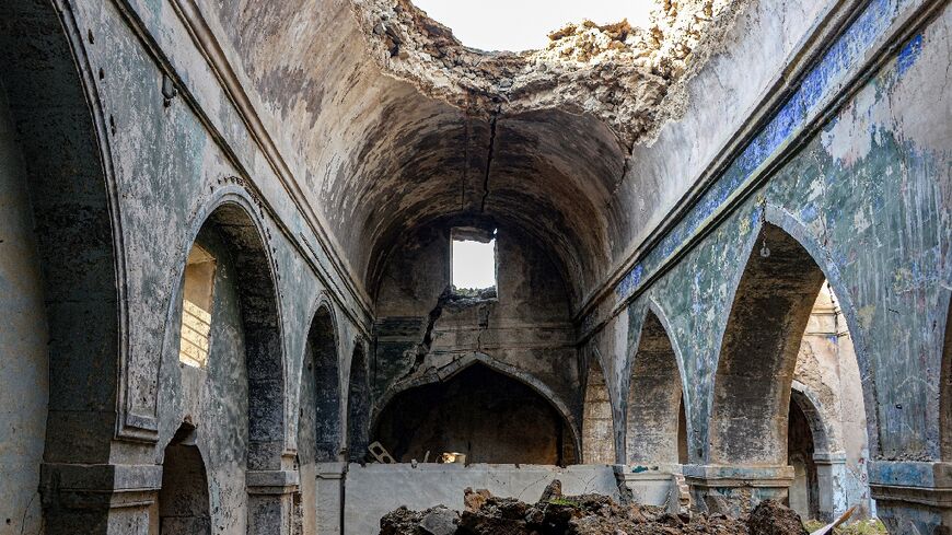 Ruins of the Sasson synagogue in Iraq's northern city of Mosul