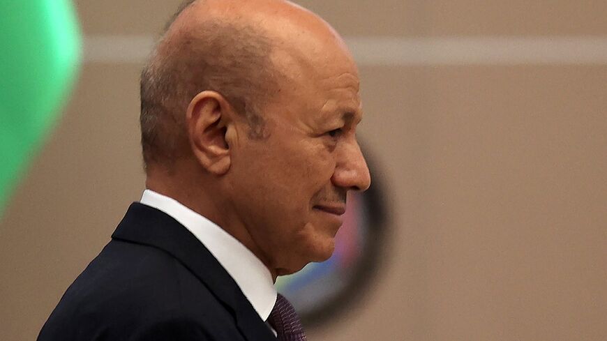 Rashad al-Alimi, president of Yemen's new leadership council, is seen in Riyadh on April 7, 2022