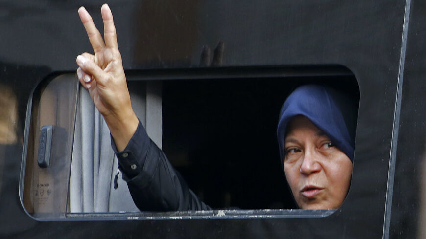 Faezeh Hashemi Rafsanjani, the daughter of the late former Iranian President Akbar Hashemi Rafsanjani, greets people attending the funeral of her father in Tehran, on Jan. 10, 2017. 