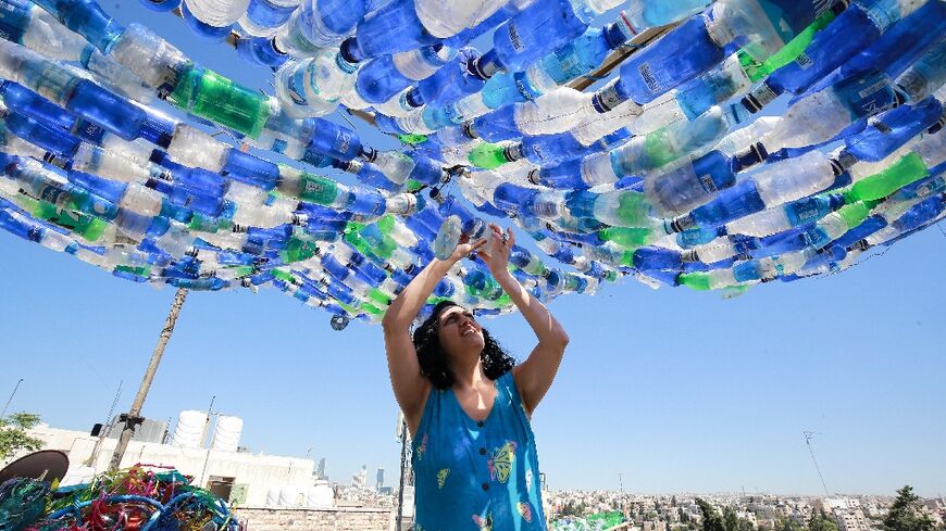 Maria Nissan turns plastic waste collected from the streets of Jordan's capital into art in an effort to persuade people against single-use plastics