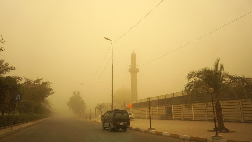 The streets of Iraq's capital Baghdad were once more largely bereft of traffic on Monday morning, as the latest in a series of sandstorms descended