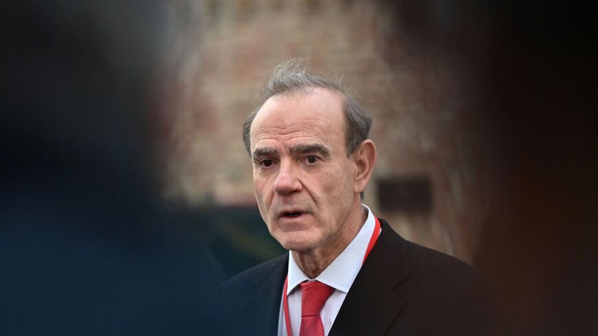 Deputy Secretary General of the European External Action Service (EEAS) Enrique Mora speaks to journalists in front of the Coburg palace after a meeting of the Joint Comprehensive Plan of Action (JCPOA) in Vienna on Dec. 3, 2021. 