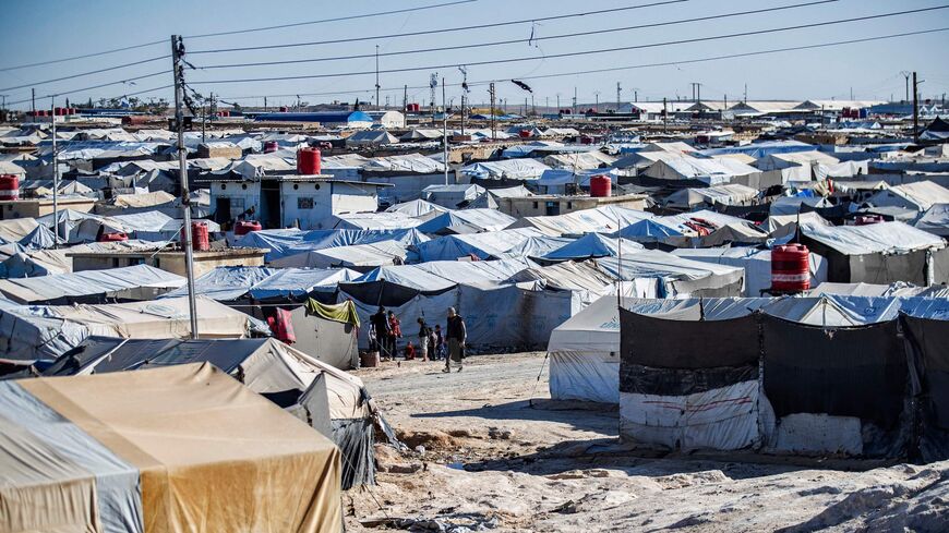 A picture shows the Kurdish-run al-Hol camp, which holds relatives of suspected Islamic State (IS) group fighters in the northeastern Hasakeh governorate, on Dec. 6, 2021.  