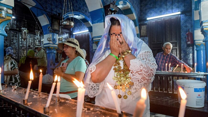 Jewish pilgrims pray at the Ghriba synagogue in Tunisia's southern resort island of Djerba