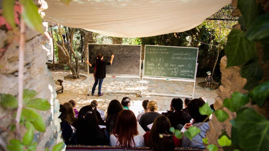 Students attend a lecture in this undated image at the Nesin's Mathematics Village.