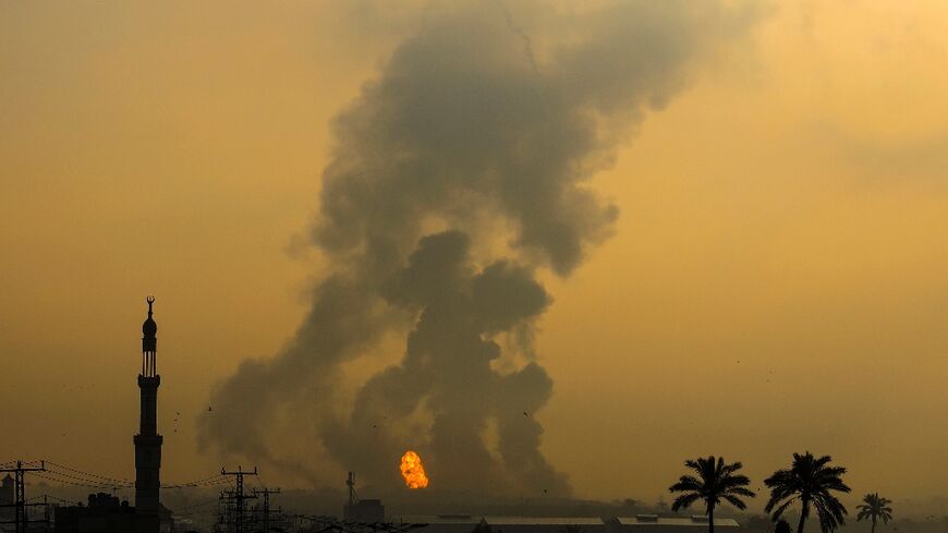 Fire erupts following an Israeli air strike south of Gaza City -- Israel's army said it was responding to rocket fire