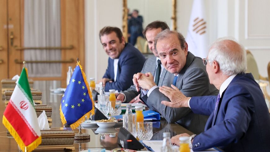 Deputy Secretary General of the European External Action Service Enrique Mora (2nd-R), pictured at the Iranian foreign ministry on June 25, 2022, said nuclear talks in Doha had "not yet" yielded the progress the EU team had hoped for