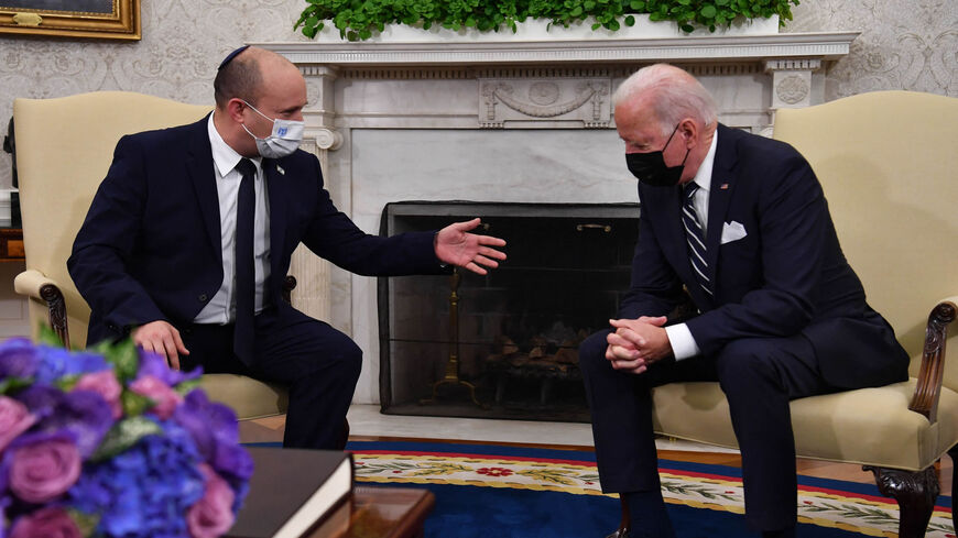 US President Joe Biden meets with Israeli Prime Minister Naftali Bennett in the Oval Office of the White House, Washington, Aug. 27, 2021.