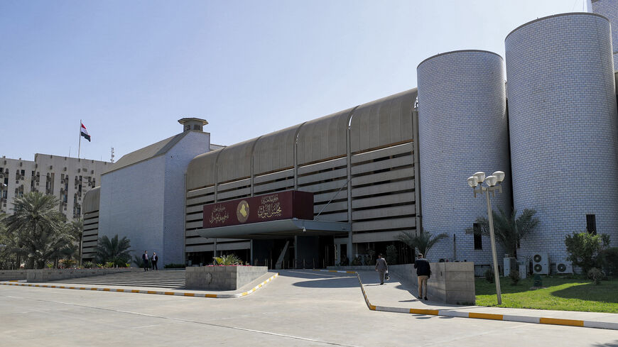 This picture taken on March 26, 2022, shows a view of the exterior of Iraq's Council of Representatives.