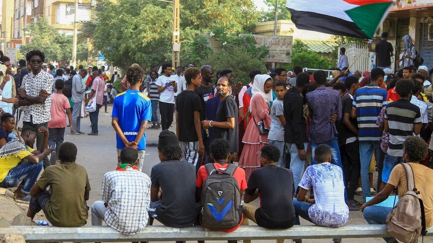 Protesters gather during a sit-in outside the Al-Jawda hospital in the capital Khartoum. Army chief Abdel Fattah al-Burhan's power grab last October derailed a transition to civilian rule