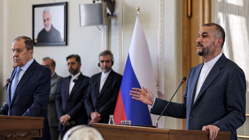 Iran's Foreign Minister Hossein Amir-Abdollahian gives a joint press conference with his Russian counterpart Sergey Lavrov.