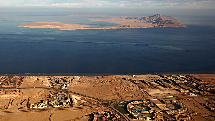 The future status of the Red Sea's Tiran (foreground) and Sanafir (background) islands factor into an incipient relationship between Israel and Saudi Arabia