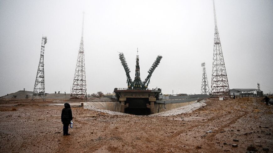 View of the Baikonur cosmodrome launch pad. Russia is due to launch an Iranian satellite from the Kazakhstan spaceport 