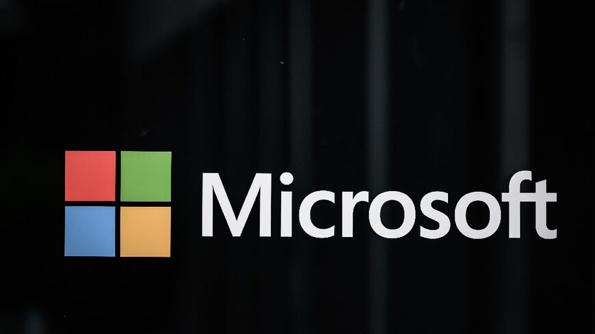 Microsoft's logo pictured on May 23, 2022 at the World Economic Forum annual meeting in Davos, Switzerland