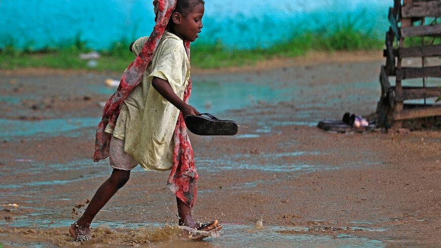 A girl in Sudan's Blue Nile at a camp for displaced people: some 31,000 people from both sides forced to flee their homes