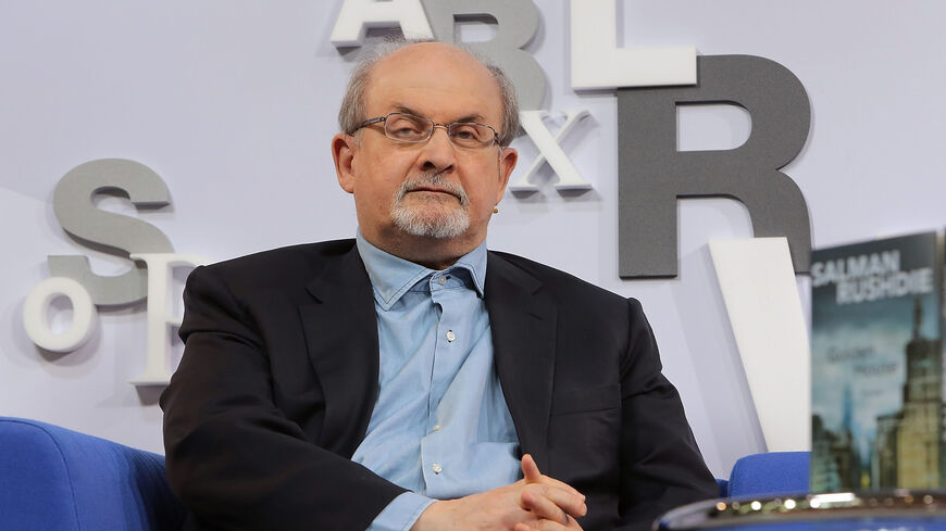 Author Salman Rushdie at the Blue Sofa during the 2017 Frankfurt Book Fair (Frankfurter Buchmesse), Frankfurt am Main, Germany, Oct. 12, 2017.