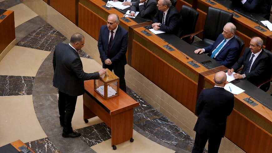 Lebanese lawmakers cast their ballots in a first round of voting for a successor to outgoing head of state Michel Aoun