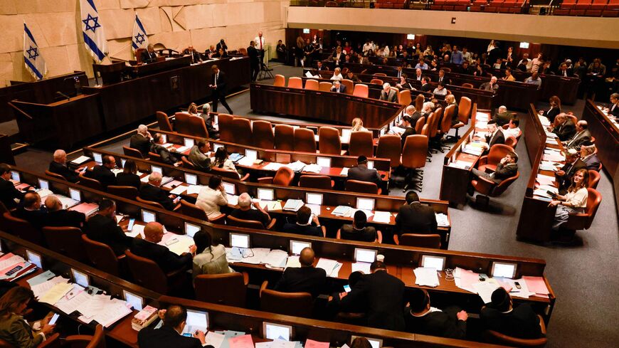 This picture shows a general view of the Israeli Knesset (parliament) during a meeting, in Jerusalem on June 30, 2022.