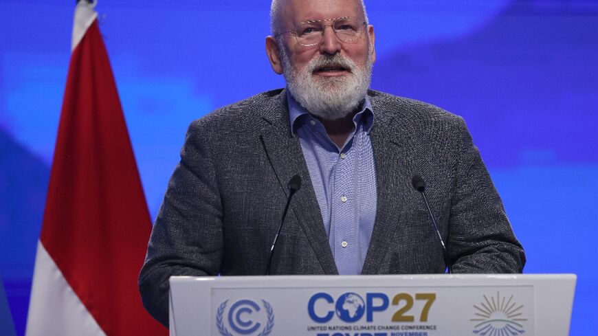 European Commission Vice President Frans Timmermans vows the EU will step up its emissions cuts at UN climate talks in Egypt, dismissing suggestions the bloc is backtracking in the face of the Ukraine conflict