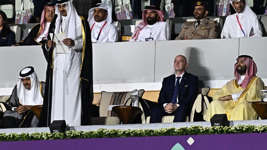 Crown Prince Mohammed bin Salman joined Qatar's emir and FIFA president at the World Cup opening ceremony