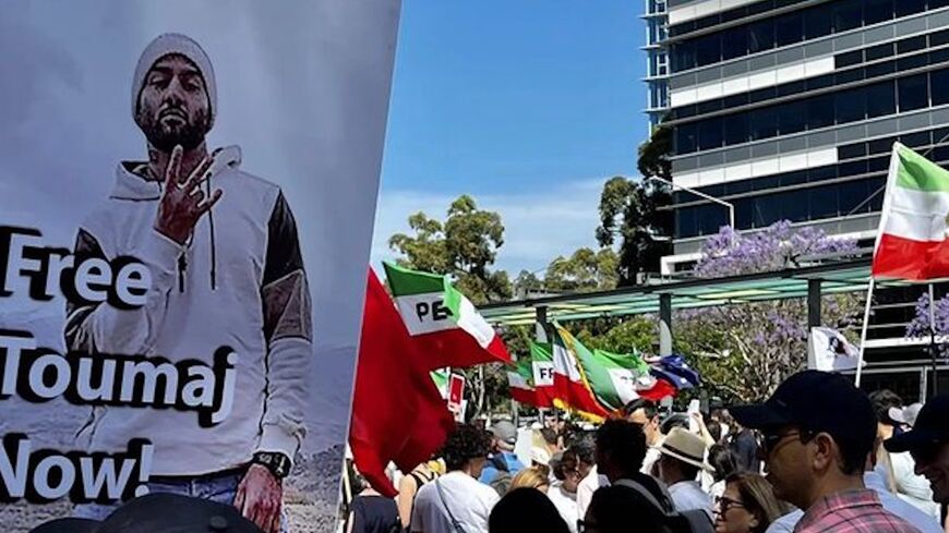 Iranians call for the release of rapper Toomaj Salehi who was arrested on Oct. 30, 2022.