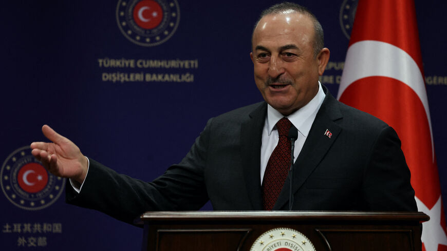 Turkish Foreign Minister Mevlut Cavusoglu speaks during a joint press conference with his Swedish counterpart in Ankara on Dec. 22, 2022.