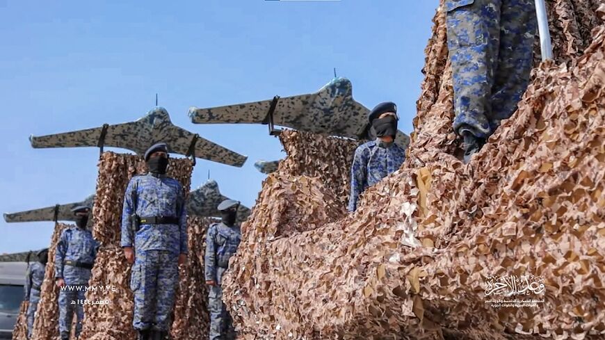 Unmanned aerial vehicles during a Huthi rebel parade in Hodeida, on Yemen's Red Sea coast