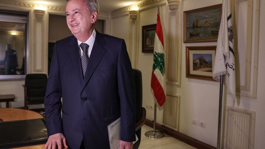  Lebanon's Central Bank Governor Riad Salameh gives an interview with AFP at his office in the capital Beirut on December 20, 2021. (Photo by JOSEPH EID/AFP via Getty Images)