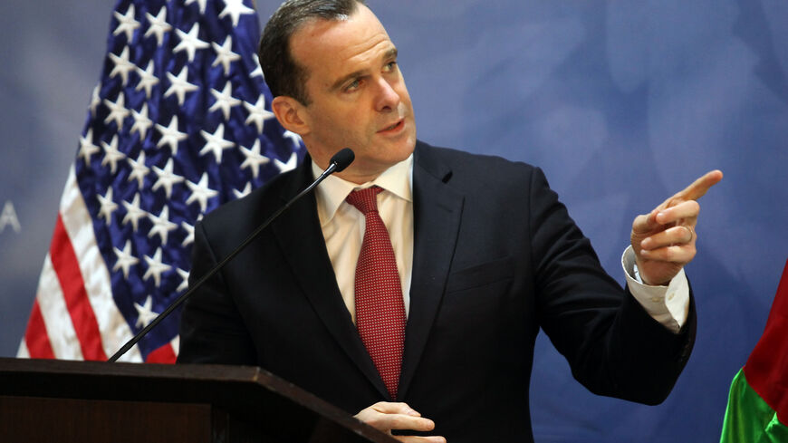 Special Presidential Envoy for the Global Coalition to Counter ISIL, Brett McGurk, speaks during a press conference in Amman on November 6, 2016. (Photo credit should read AHMAD ABDO/AFP via Getty Images)