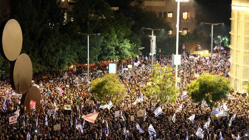 The demonstration is the biggest since Netanyahu's new government took power in late December 